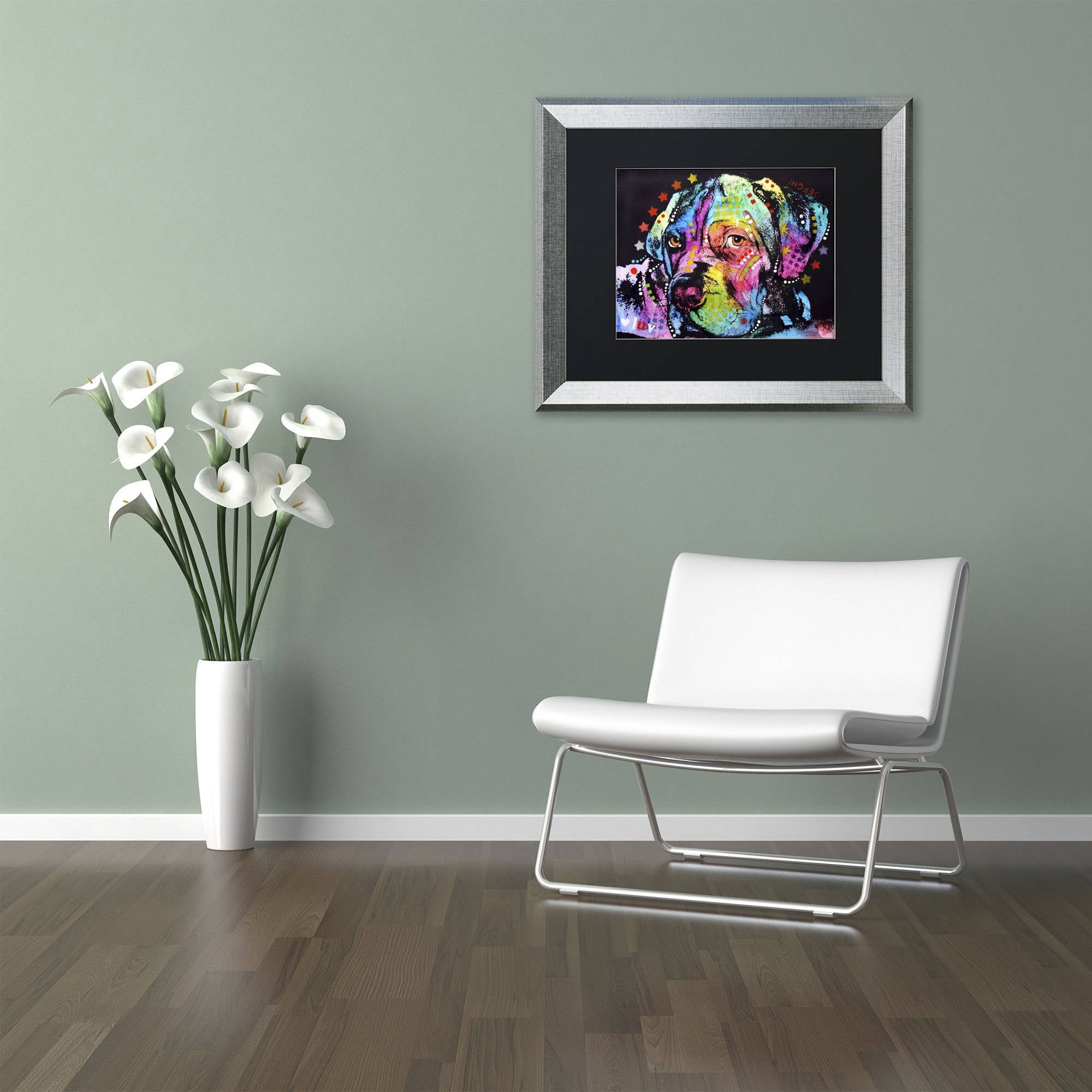 Trademark Fine Art "Young Mastiff" Canvas Art by Dean Russo, Black Matte, Silver Frame