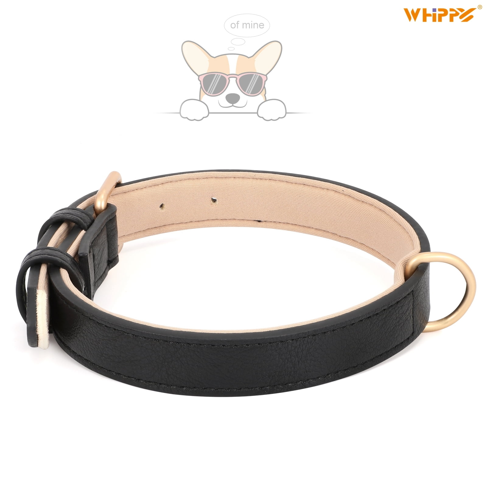 WHIPPY Leather Dog Collar with Heavy Duty Buckle Soft and Comfortable for Small to Large Dogs Walmart