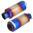 thumbnail image 2 of Universal Half Blue Stainless Steel Motorcycle Exhaust Muffler Tailpipe Tip, 2 of 11