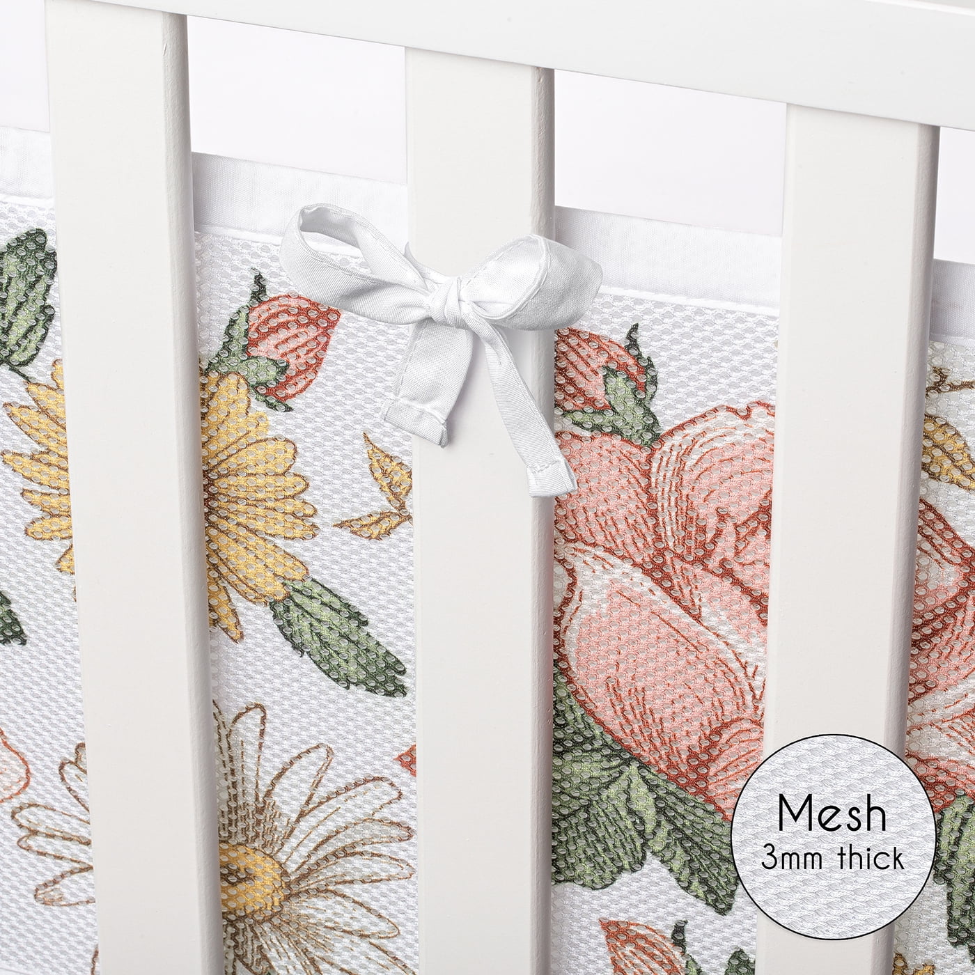 Sweet Jojo Designs + BreathableBaby Vintage Floral Pink Green and Yellow Breathable Mesh Crib Liner Pad
