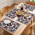thumbnail image 5 of Red Grey Placemats Set of 8, White Bohemian Vintage Ethnic Texture Non-Slip Place Mats Washable Table Mats for Kitchen Dining Table Decorations Indoor/Outdoor, 5 of 9