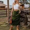 thumbnail image 2 of xiaxaixu Women's Summer Midi Cargo Skirt Solid Color Drawstring Pockets Streetwear Denim Skirt, 2 of 6