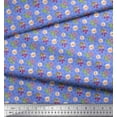 thumbnail image 2 of Soimoi Blue Cotton Duck Fabric Floral & Cherry Fruits Print Fabric by The Yard 42 Inch Wide, 2 of 3