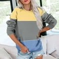 thumbnail image 2 of ATOYSOY Women's Crew Neck Sweatshirts Loose Tops Long Sleeve Tees Fall Winter Color Block Pullover Outwear Fashion Casual Shirts Pockets Yellow XL, 2 of 6