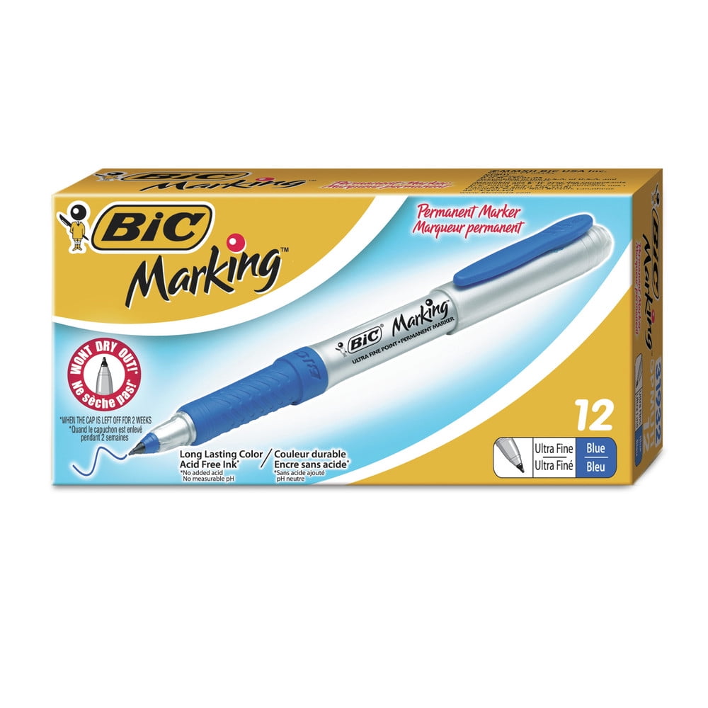 Bic Intensity Ultra Permanent Marker Extra-fine Needle Tip Deep Sea Blue  Dozen Gpmu11be : Target