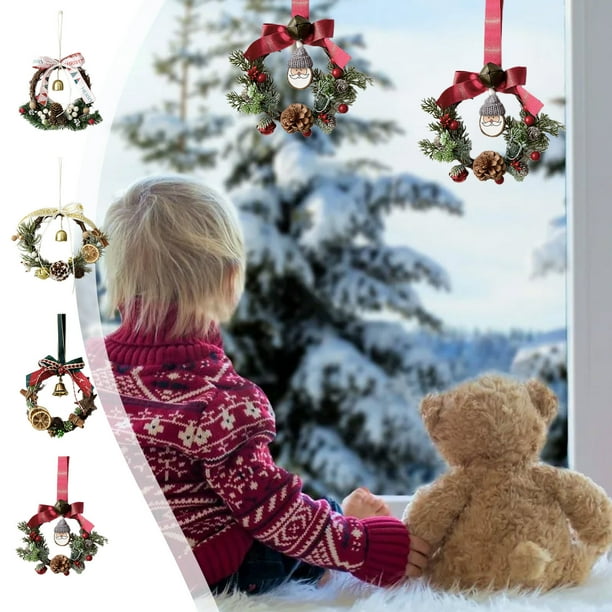 ¡Compra Ahora y Ahorra!, Hermosas decoraciones navideñas, mini coronas, campanas, ventanas, porches, árboles de Navidad colgantes, regalos de decoración navideña para el hogar Akmoler