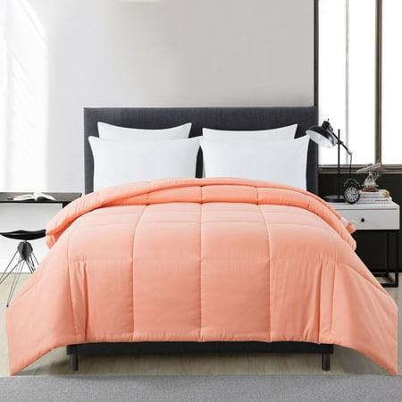 Mainstays Peach Solid Print Hypoallergenic Down Alternative Comforter, King