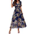 thumbnail image 1 of 2025 Women's Dresses Spring/summer Style Printed Short Sleeved Dress With Waist, 1 of 4