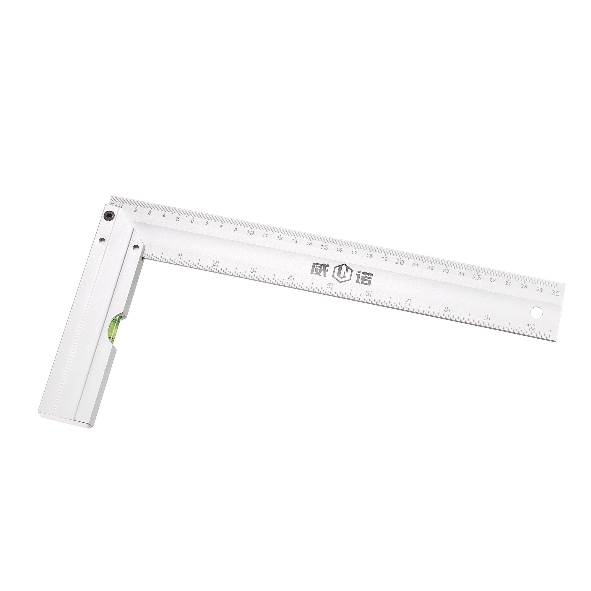 Uxcell L Shape Square 300mm/10 Inch Double Scale Aluminum Right Angle Ruler Layout Tool with Level Bubble