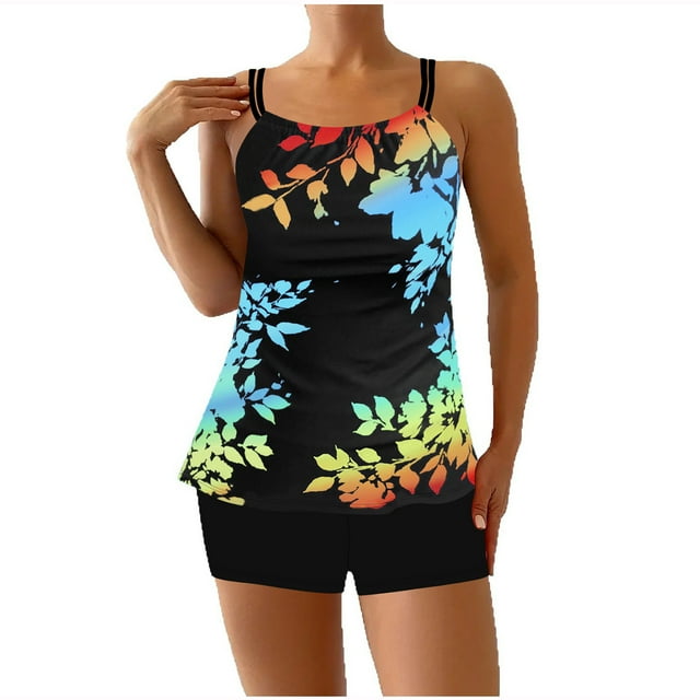 Womens Swimsuits Plus Size Printing Bikini Split Swimsuit Suit, Polyester Spandex for Summer Beach & Pool