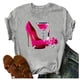 thumbnail image 2 of ICHUANYI Clearance Women's Fashion Floral Graphic Print Short Sleeve T-Shirt Casual Blouse(Gray, L) ICHUANYI WER2023081506013, 2 of 4