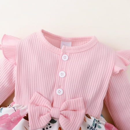 

Gubotare Baby Rompers Girl Baby Sweatshirt Romper Outfit Infant Girl Boy Funny Letter Long Sleeve Bodysuit Fall Winter Clothes Pink 0-3 Months
