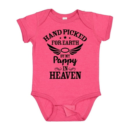 

Inktastic Handpicked for Earth by My Pappy in Heaven with Angel Wings Gift Baby Boy or Baby Girl Bodysuit