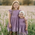 thumbnail image 4 of 2Bunnies Baby & Toddler Girls’ Vintage Lace Pom Pom Trim Flutter Sleeve Party Dress, 4 of 6