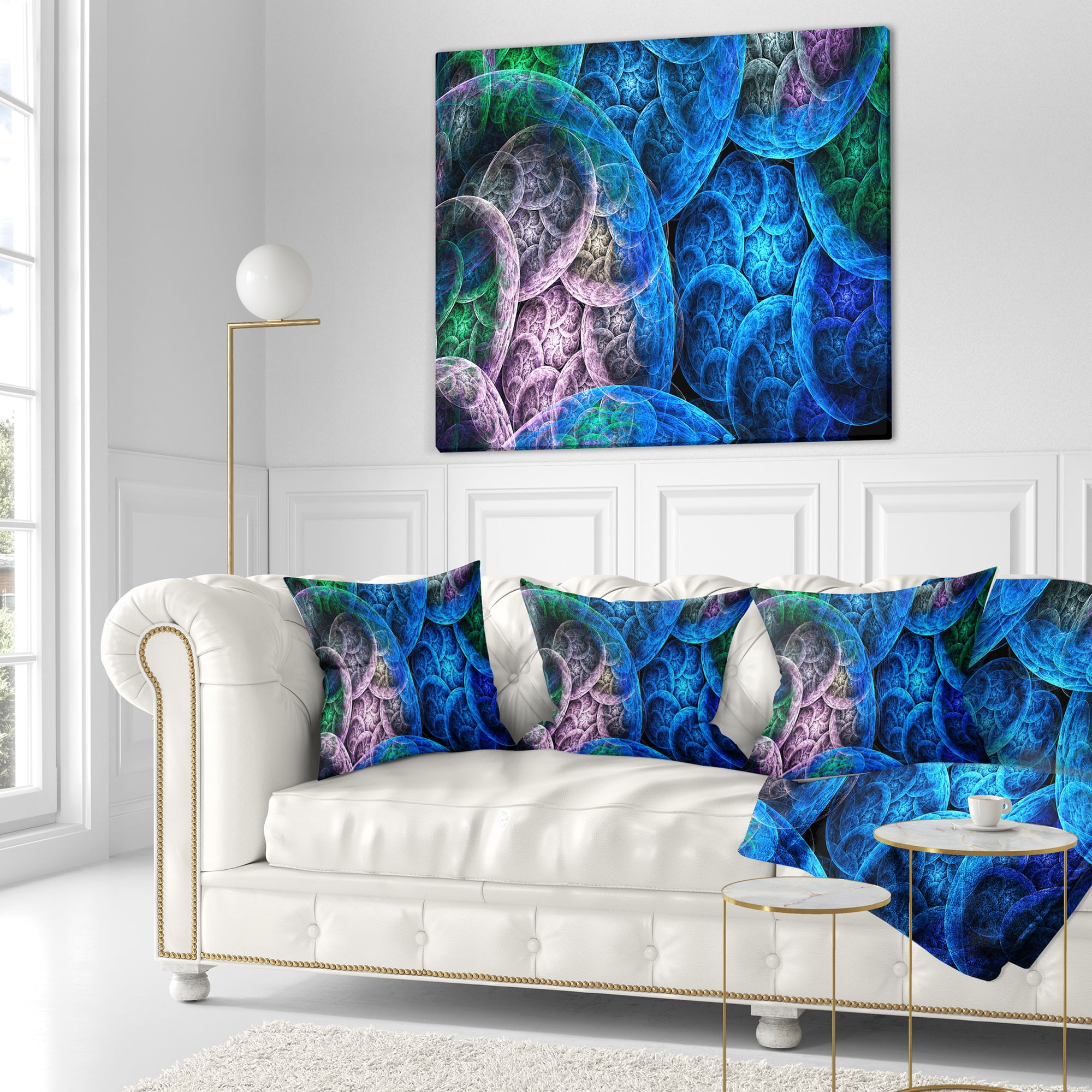 Designart Dramatic Colorful Fractal Clouds - Abstract Throw Pillow - 16x16