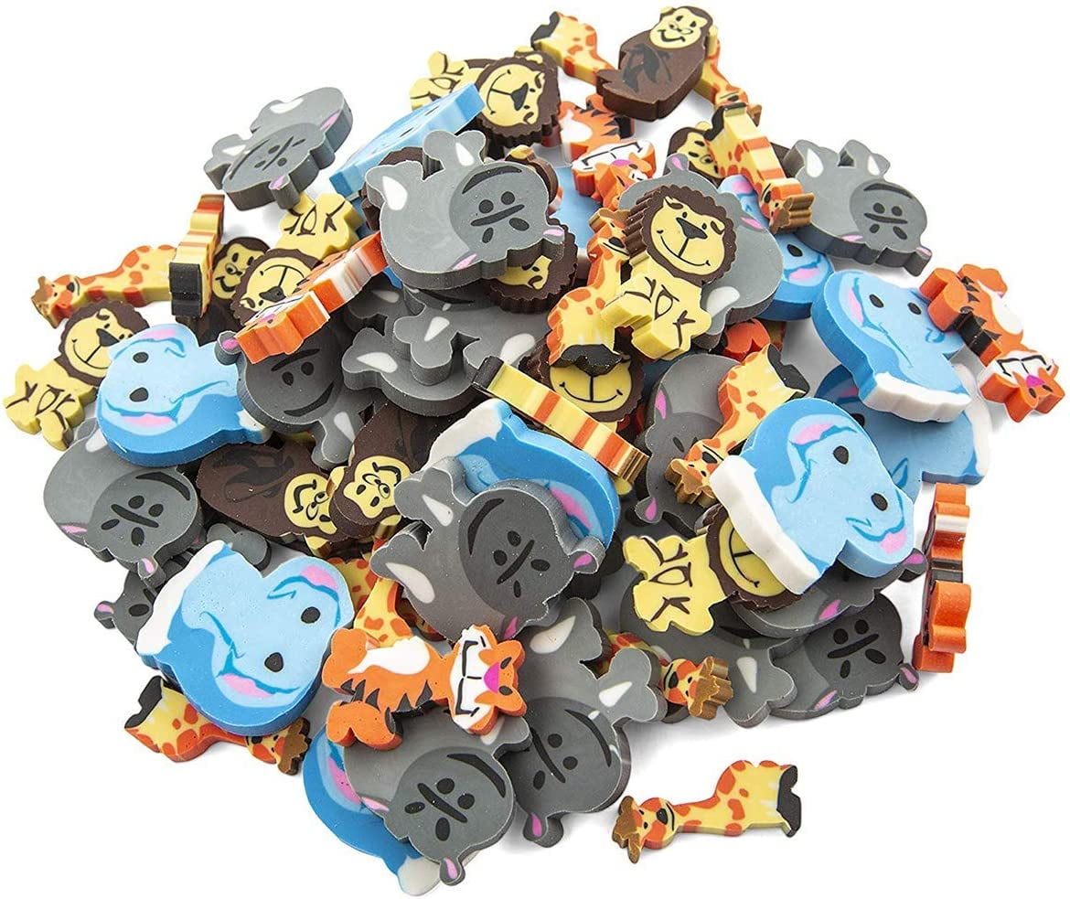 Kicko Mini Animal Erasers Zoo Animal Erasers 144 Pack of 1 Inch Assorted Zoo, Safari