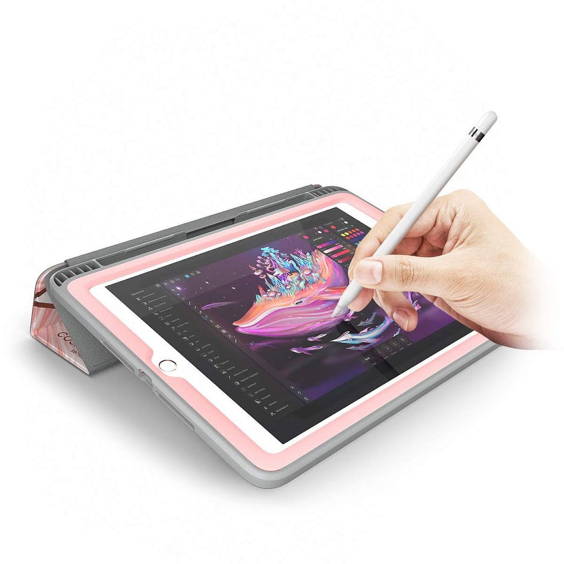 iPad 9.7 Case 2018/2017, [Built-in Screen Protector] i-Blason [Cosmo] Full-Body Trifold Stand Protective Case Cover with Auto Sleep/Wake & Apple Pencil Holder for Apple iPad 9.7 Inch (Marble)
