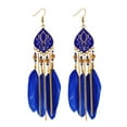 thumbnail image 2 of Walbest 1 Pair Women Faux Feather Earrings Vintage Bohemian Earrings Long Drop Dangle Earrings With Dream Catcher Design, Alloy Women Fashion Long Earrings for Daily Wear, 2 of 7