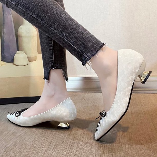 Zapatos de tacón alto de cuero de alta calidad para oficina para mujer, zapatos de boda plateados para fiesta, zapatos de tacón alto con pajarita para Mujer, zapatos de tacón para Mujer35 Gao Jinjia LED