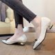 thumbnail image 1 of Zapatos de tacón alto de cuero de alta calidad para oficina para mujer, zapatos de boda plateados para fiesta, zapatos de tacón alto con pajarita para Mujer, zapatos de tacón para Mujer35 Gao Jinjia LED, 1 of 2
