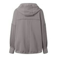 thumbnail image 6 of ZHOGXU Women's Hooded Coat Long Sleeve Open Front Solid Color Comfortable Loose Fit Jacket For Casual Daily Wear Grey M, 6 of 6