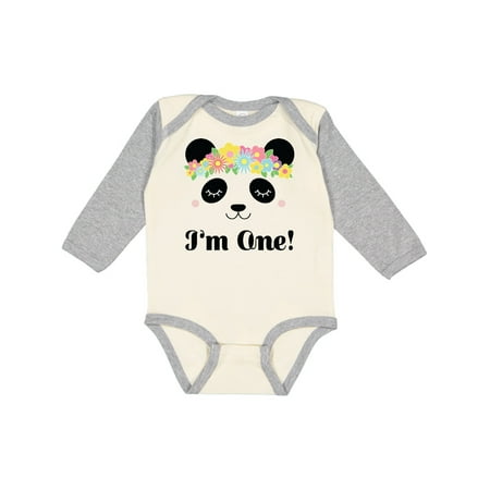 

Inktastic First Birthday Panda 1 Year Old Girl Gift Baby Girl Long Sleeve Bodysuit