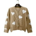 thumbnail image 4 of Fall Cardigans Women Heart-shaped Embroidered Knit Sweater Slim O-neck Long Sleeve Sweater Outerwear Coats, 4 of 6