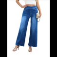 thumbnail image 3 of Pantalones Vaqueros Anchos de Talla Grande para Mujer, Cintura Alta, Adelgazantes, con Múltiples Bolsillos, Rectos, Holgados e Informales. Azul M, 3 of 10