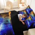 thumbnail image 5 of Manfei Celestial Nebula 7-Piece Twin Bedding,Sparkling Stars Print Bedding Comforter Set,Blue Orange,Black Reversible, 5 of 7