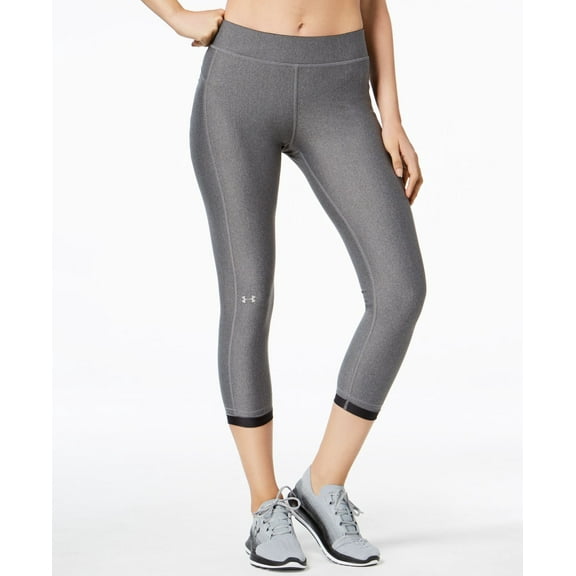 Under Armour Womens Gray HeatGear Logo Compression Ankle Leggings Size S $45