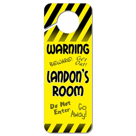 Landon Male Name Do Not Disturb Plastic Door Knob Hanger Warning Room Sign - Yellow