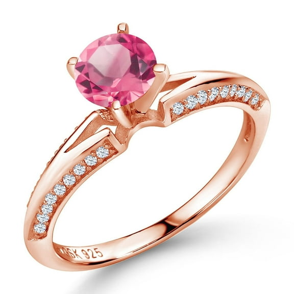 Gem Stone King 2.08 Ct Round Pink Mystic Topaz 18K Rose Gold Plated Silver Ring (Size 7)