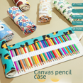 thumbnail image 1 of Cortina de lona con 72 agujeros para lápices, gran capacidad, bonito dibujo de gato, para hombres y mujeres, bolsa para lápices, lona, bocetos, pintura con plomo, bolsa de papelería, 1 of 4