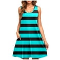 thumbnail image 2 of Plus Size Dress Womens Summer Dresses 2026 Women's Casual Plus-Size Sleeveless Crew Neck Striped Short Dress Green Xxl, 2 of 5