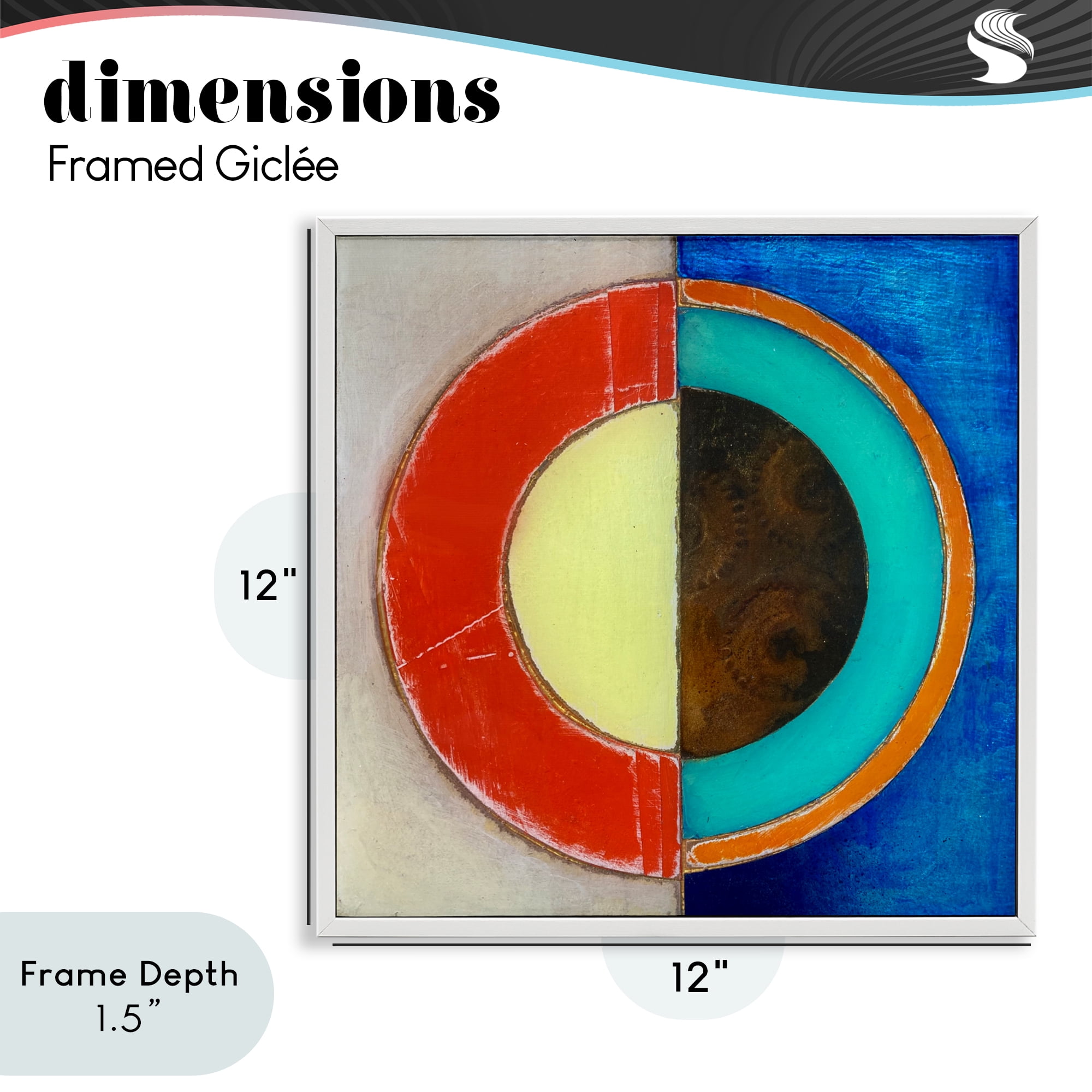 Stupell Industries Round Structured Color Block White Framed Giclee Art, design by Matthew Finger