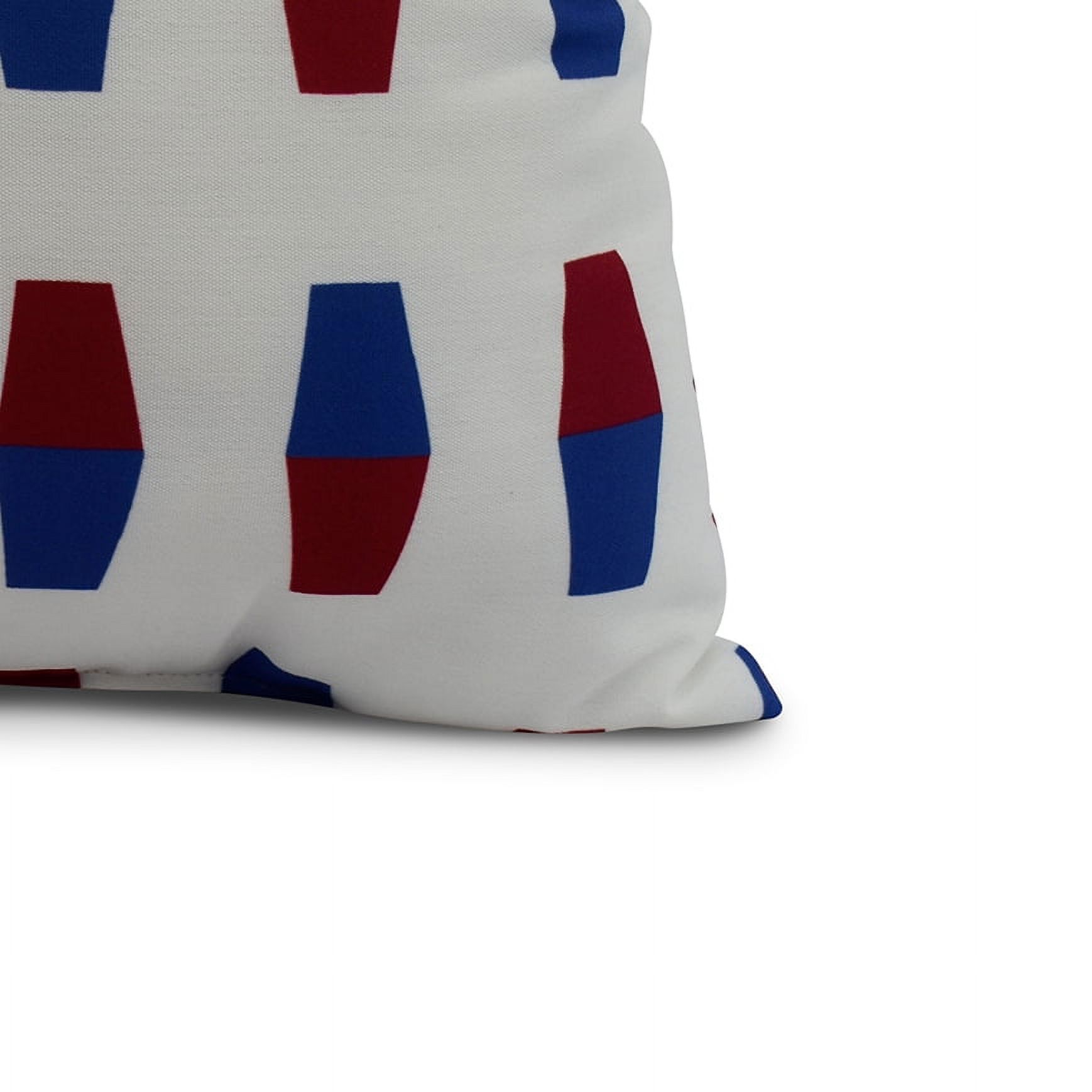 Simply Daisy, 18" x 18" Bowling Pins, Geometric Print Outdoor Pillow, Red