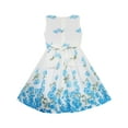 thumbnail image 5 of Girls Dress Blue Flower Double Bow Tie Party Birthday Summer Camp 9-10 Years, 5 of 5