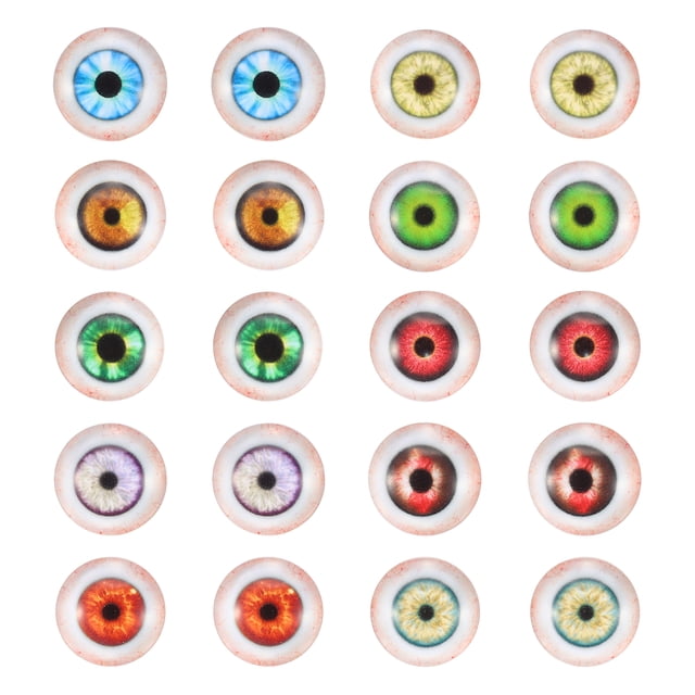 Uxcell Ojos de Dragón de 12 mm, 20 Pcs Cabujón de Vidrio Semirredondo Estilo Mixto Ojos Realistas para Hacer Muñecas de Arcilla Manualidades Hallazgos para Joyería, Tono Amarillo/Rojo/Verde
