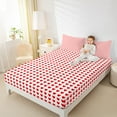 thumbnail image 4 of Manfei Cute Heart Print Twin Sheet Sets for Girls, Red White Twin Fitted Sheet, Love Theme Flat Sheet, Luxury Bedroom Decor 3pcs, 4 of 7