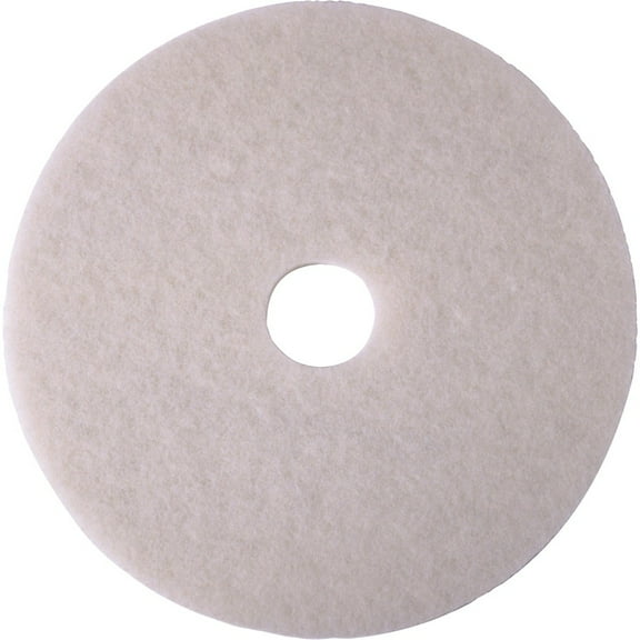 3M White Super Polish Pad 4100 - 5/Pack - Round x 14" Diameter x 1" Thickness - Floor, Buffing, Polishing - Ceramic Tile, Concrete, Linoleum, Marble, | Bundle of 2 Cartons