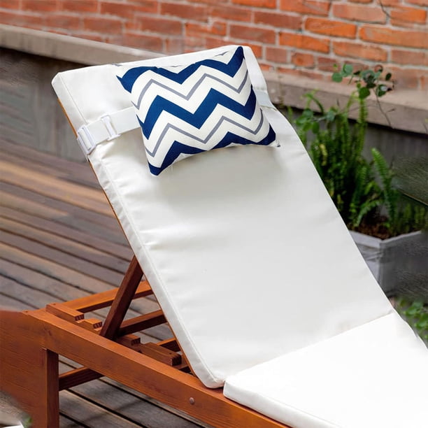 Funda de almohada impermeable para tumbona de exterior con estampado de rayas y reposacabezas. Funda de cojín con núcleo.