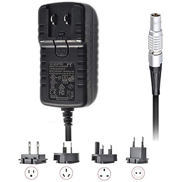 Chenchen Teradek Power Adapter FGG 0B 2-pin with US EU Plugs for Z CAM E2 Flagship Teradek Cube Hollyland Cosmo 600 Universal AC Plug (BX-1203000)