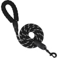 thumbnail image 1 of Correa resistente para perros de 1,5 m con cómodo mango acolchado e hilos altamente reflectantes (negro), 1 of 5