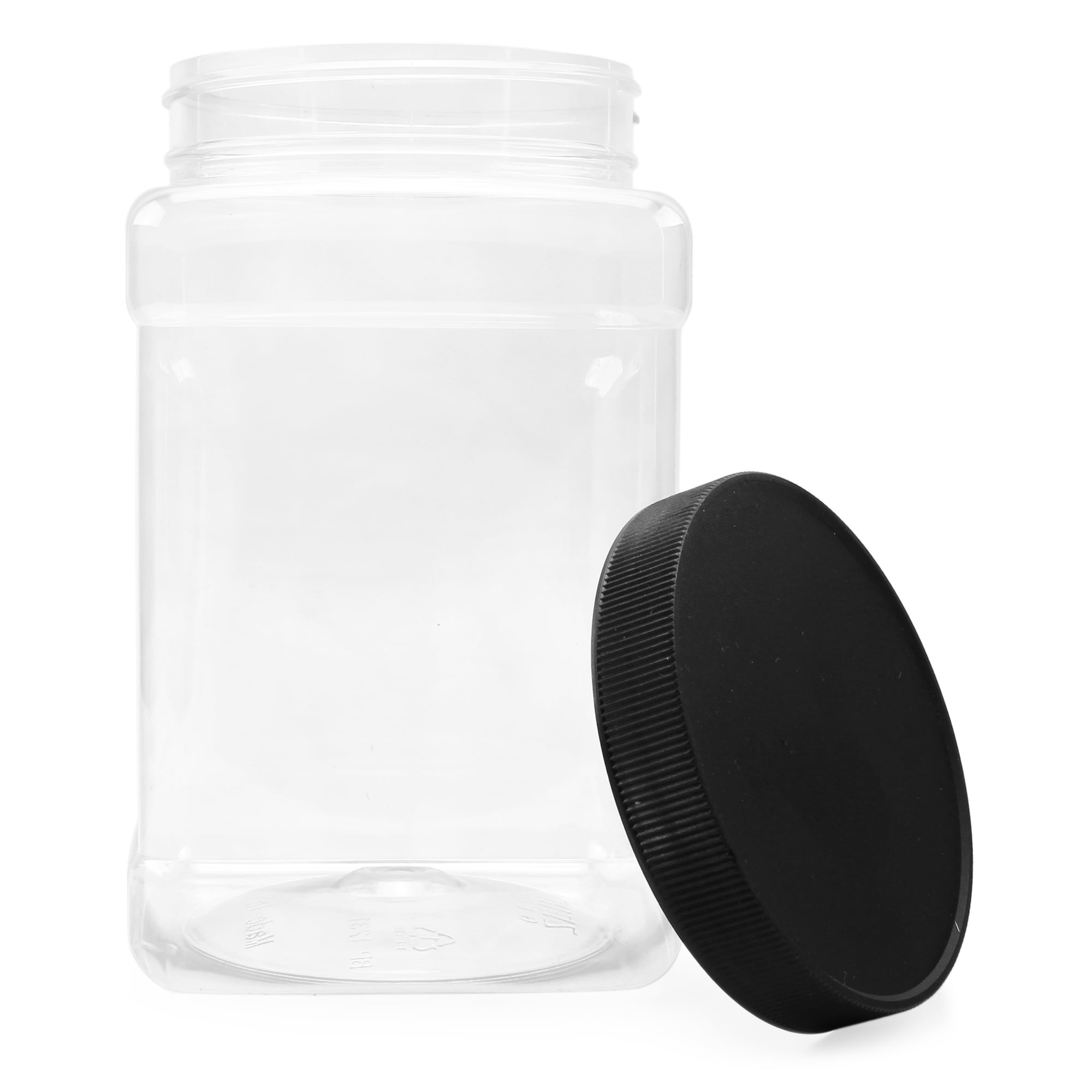 32 oz. Clear Glass Jar with Black Plastic Cap (70/400) (V6) (V6)