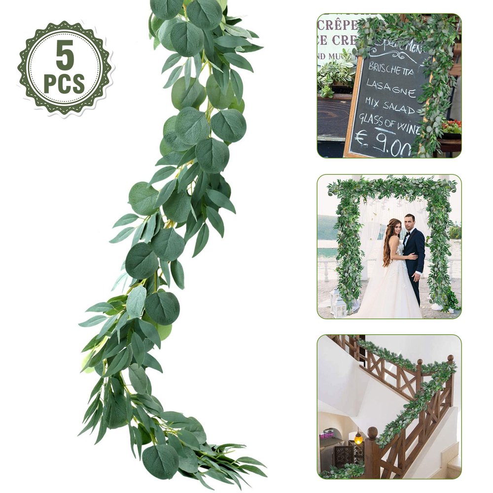 5pcs Artificial Eucalyptus Garland Faux Silk Hanging