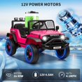 thumbnail image 4 of Lumiparty Kids Ride on Car Truck, 12V Kids Electric Vehicles Car Ride on Toy for Toddlers with Remote Control, 3 Speeds, LED Light, Music, USB for 3-6 Years, Rosy, 4 of 8
