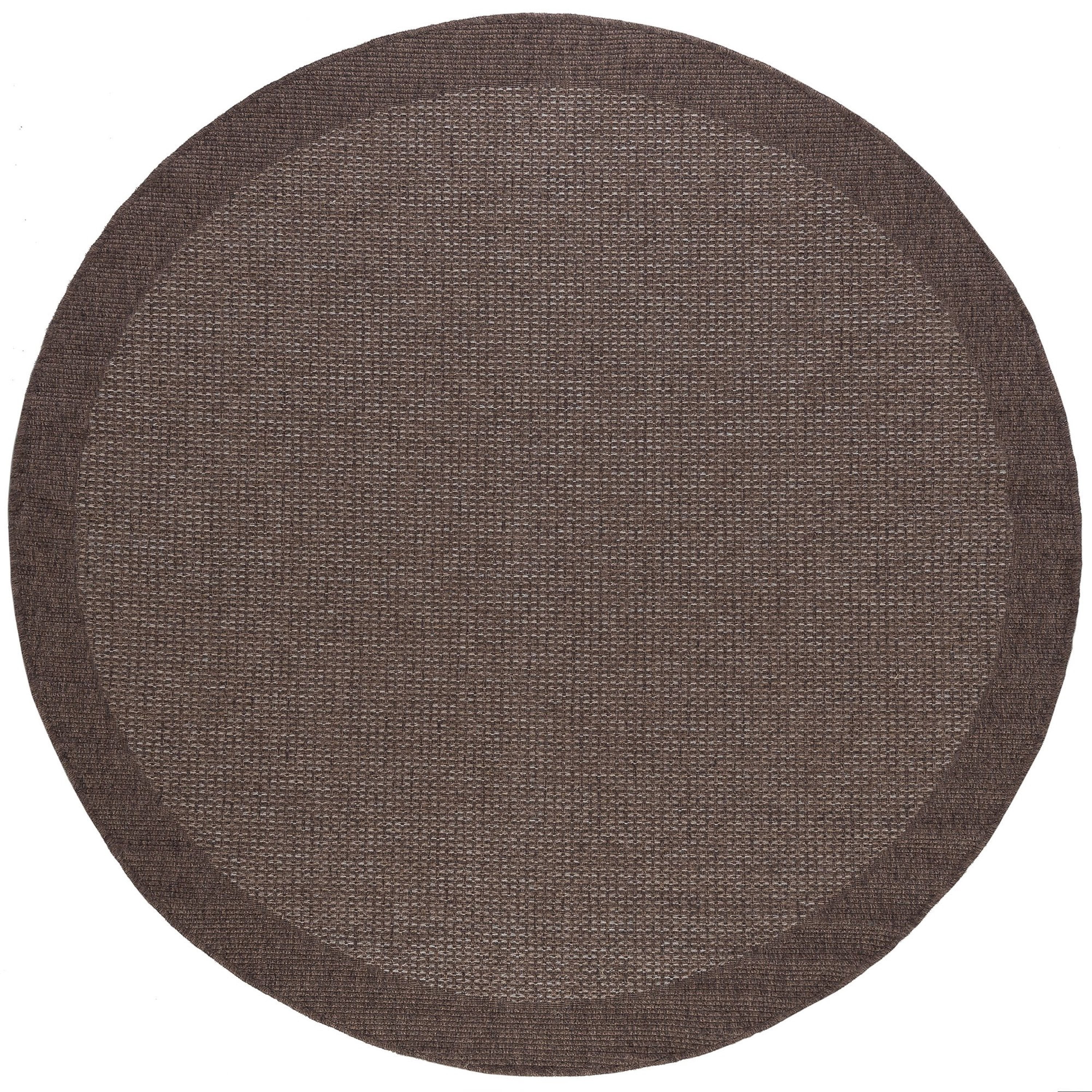 Bliss Rugs Indoor Outdoor Basket Weave Round Rug for Living Room, Dining Room | Mocha, 5'1''Round