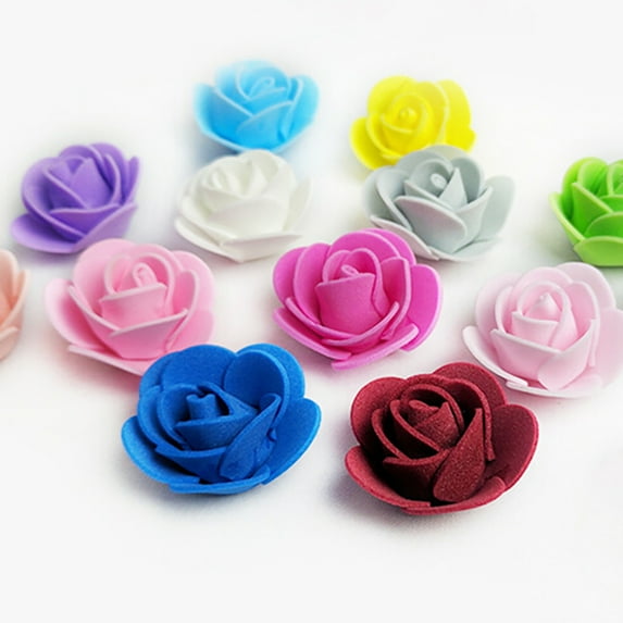 SPRING PARK 500Pcs 3.5cm Artificial PE Foam Rose Head Flower for DIY Bear Doll Wedding Home Decor