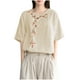 thumbnail image 1 of V Cuello Blusas para las Mujeres, de Moda Retro Bordado Cuello Redondo Cinco Cuartos de Manga para el Uso Casual, 1 of 4