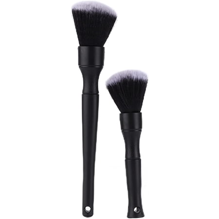 Detailing Brush, Nylon Hair Abs 2pcs Car Detailing Scratch-free Brush Dirt Dust Cleaning Tool Black for Trucks Motorcycles Bicycle